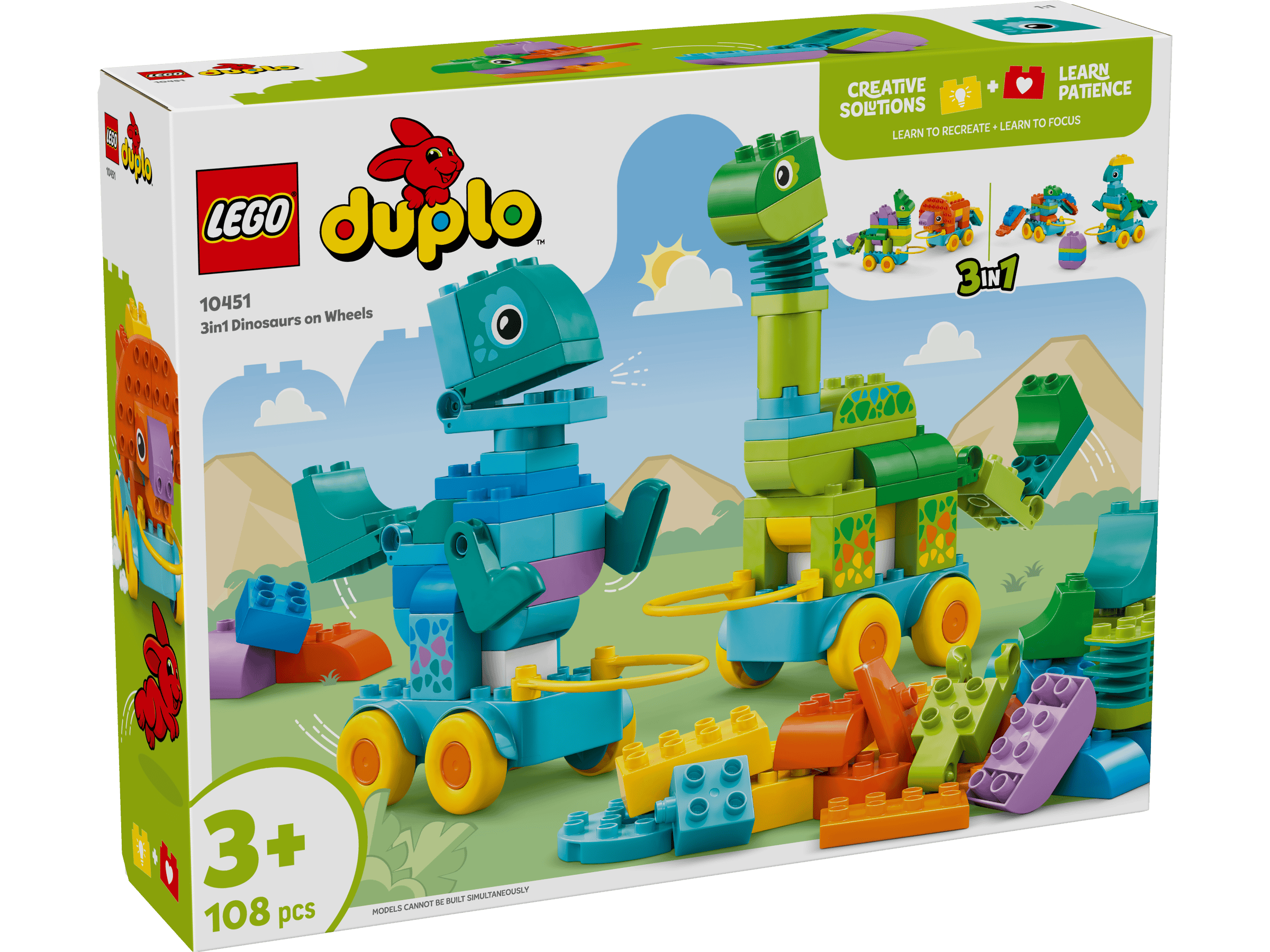 3-i-1 Dinosaurier på hjul 10451