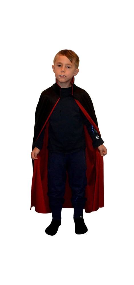 Dräkt Barn Dracula Cape Svart/Röd 122-134 Cl