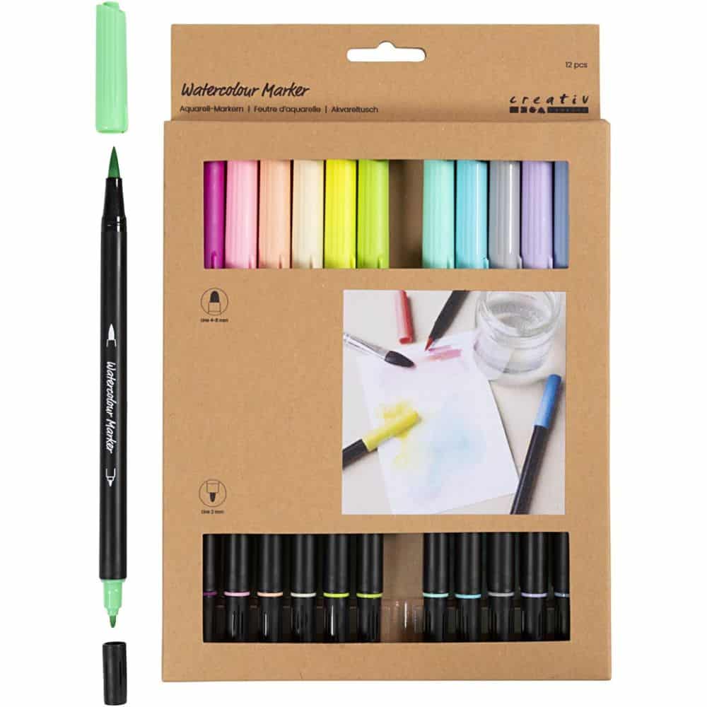 Akvarellpennor 12-Pack Pastell