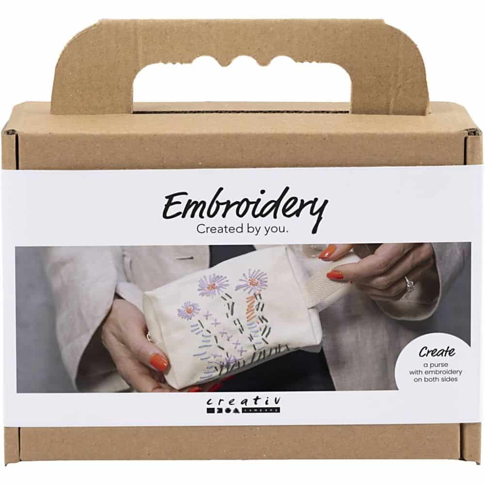 Mini DIY Kit Broderi Cream Sminkväska