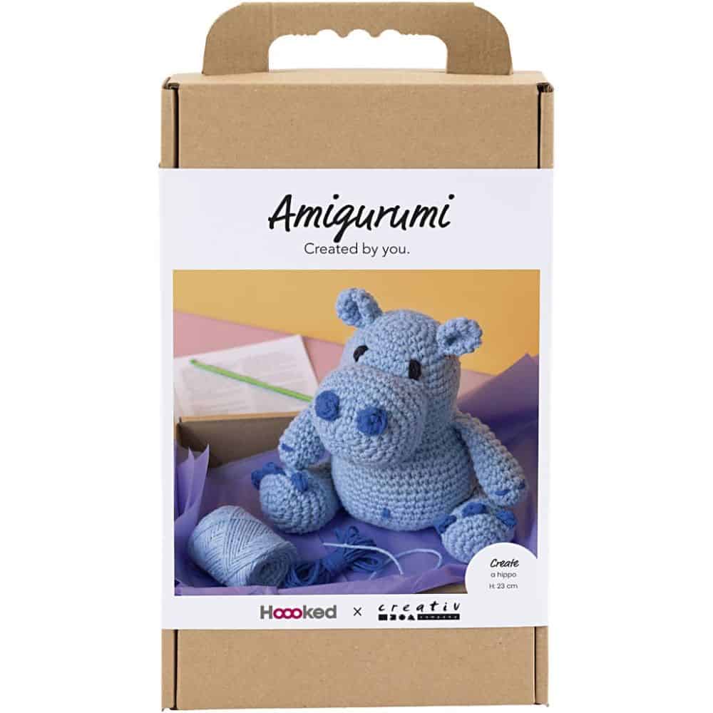 DIY Kit Amigurumi Blå Ljusblå Flodhäst