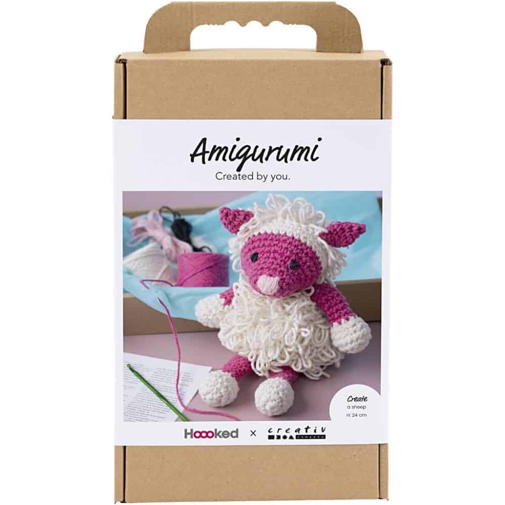 DIY Kit Amigurumi Vit/Rosa Får