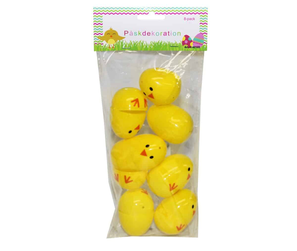 Påskägg Med Kycklingar 6 Cm 8-Pack