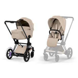 E-Priam 2026 Duovagn Cozy Beige (Matt Black Frame)