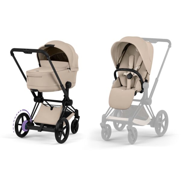 E-Priam 2026 Duovagn Cozy Beige (Matt Black Frame)