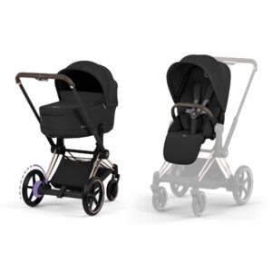 E-Priam 2026 Duovagn Sepia Black (Rosegold Frame)