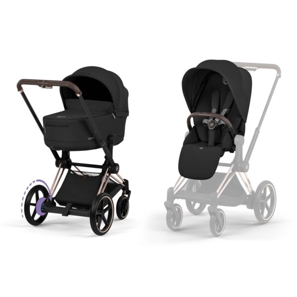 E-Priam 2026 Duovagn Sepia Black (Rosegold Frame)